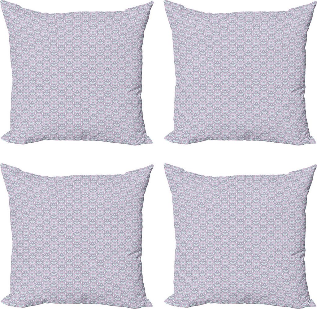 ABAKUHAUS marokkanisch Kissenbezug Set (4 Stück), Pastelltöne Blumenmotiv, Moderner Doppelseitiger Digitaldruck, 50 cm x 50 cm, Mehrfarbig