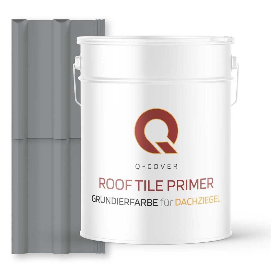 Grundierfarbe für Dachziegel Telegrau RAL 7045 10 L | wetterfeste Dachbeschichtung | für Ziegel, Beton, Eternit | UV-beständig | Q-COVER