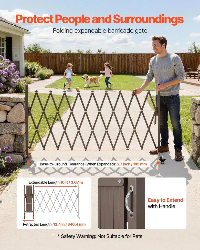 SucceBuy Barrière Extensible à Ciseaux 3,07m avec Roulettes Mobiles - 3