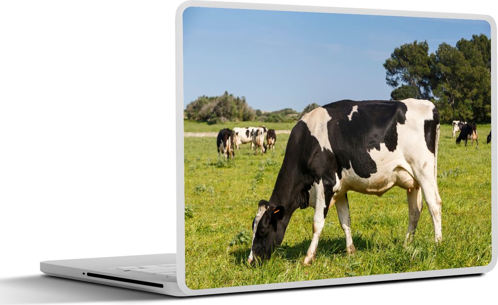 MuchoWow Laptop Aufkleber Sticker Cover Kuh - Gras - Tiere - Wald 40x30 cm - Laptop Dekoration - Selbstklebend