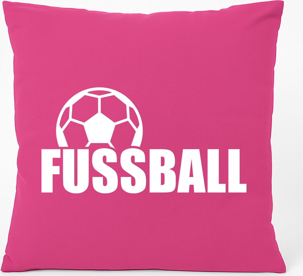Huuraa Kissen Fussball Ball 40x40cm mit Füllung Fuchsia Baumwolle Dekokissen Geschenkidee