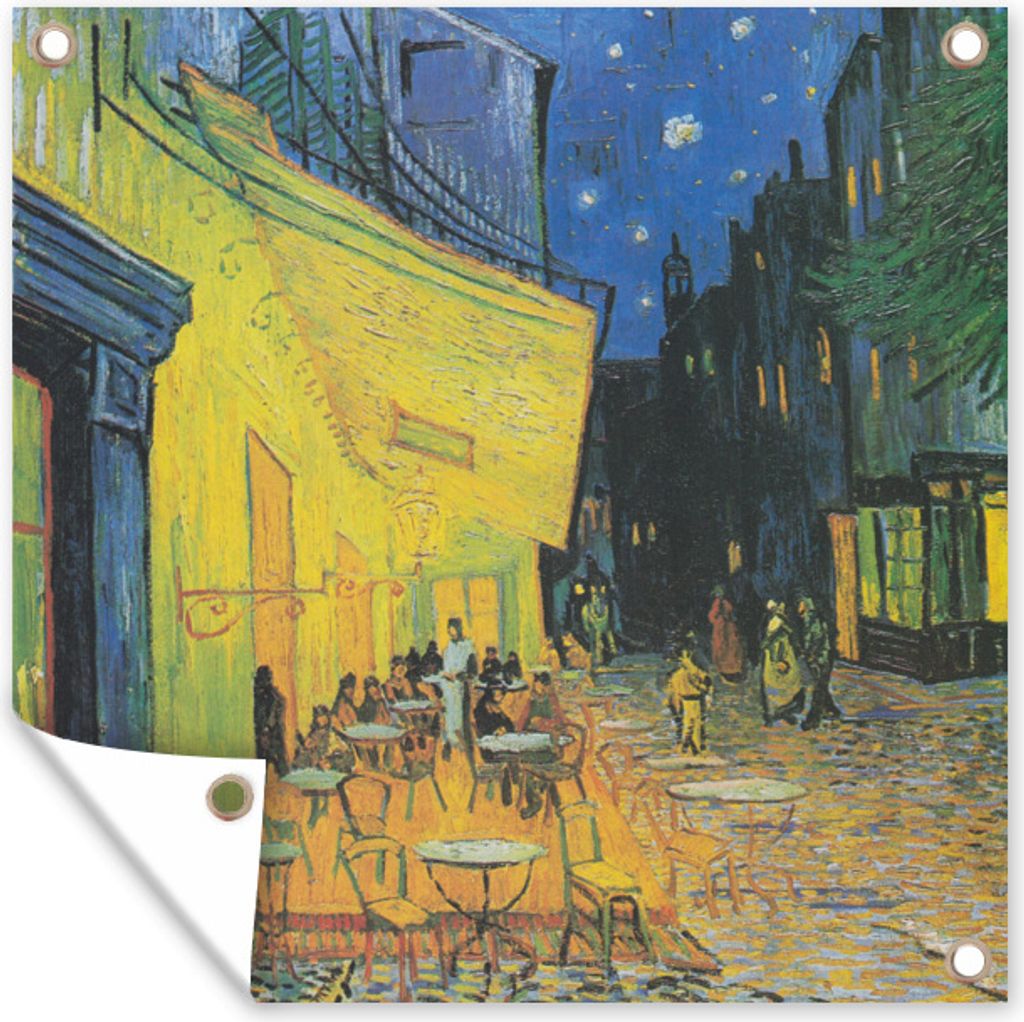 MuchoWow 100x100 cm Outdoor-Poster Gartendeko Sichtschutz Garten Poster für den Garten Caféterrasse bei Nacht - Gemälde von Vincent van Gogh