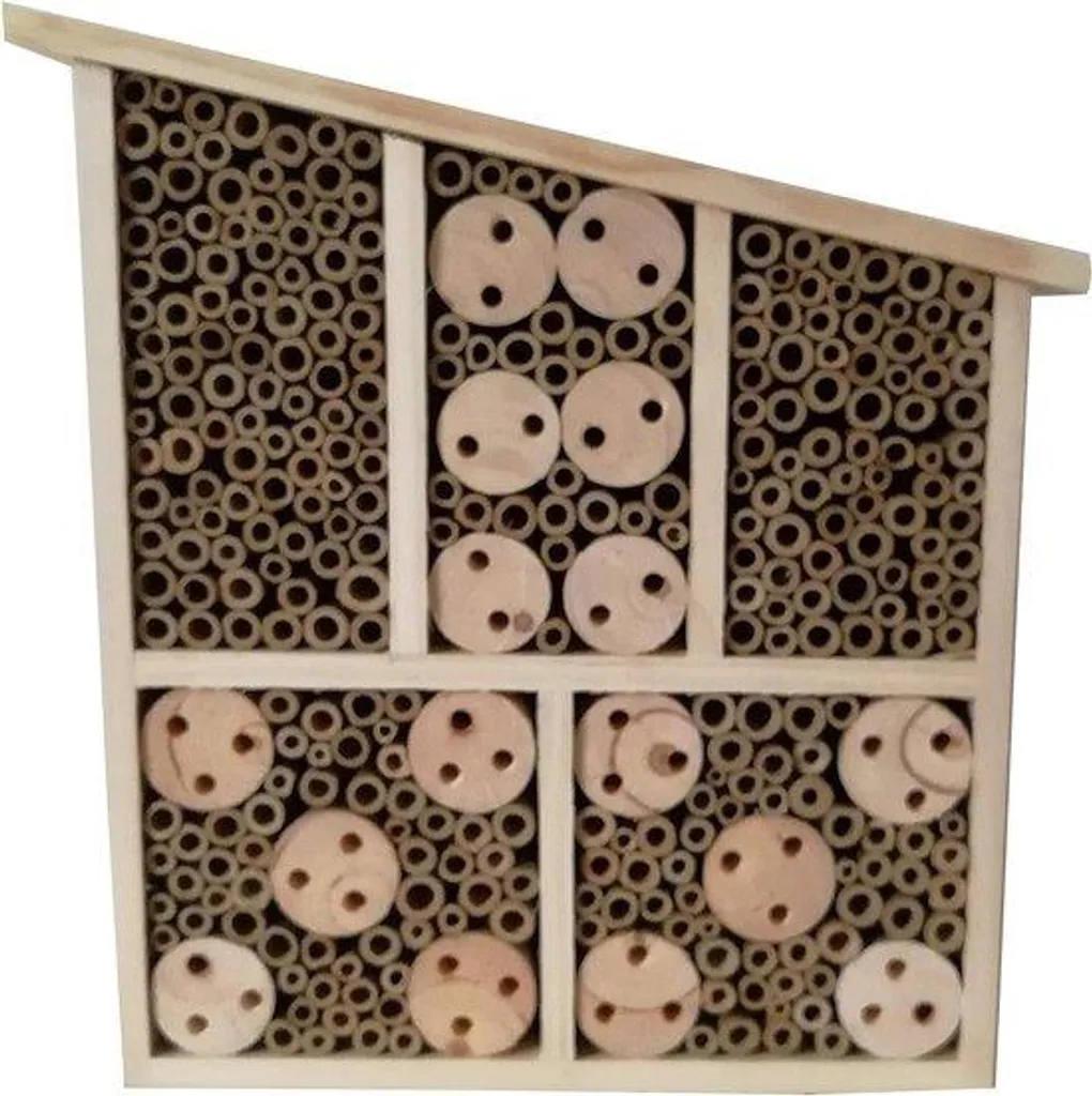 Hôtel à insectes en bois naturel 32x9x30 cm pour nichoir de jardin