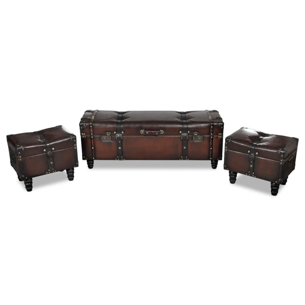 vidaXL Ensemble de coffres-sièges 3 pcs. Marron Image du produit 