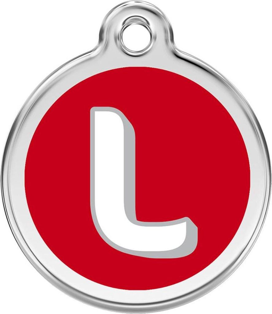 RedDingo Hundemarke mit individueller Gravur Buchstabe L rot, Größe: L