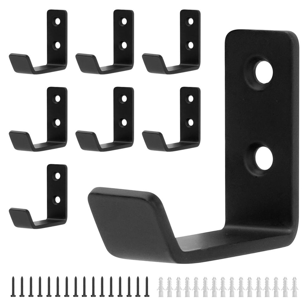 8-teiliges Set Schraubwandhaken, schwarze Kleiderhaken für Jacken, Mäntel, Handtücher, Handtaschen, Badezimmer, Schlafzimmer, Wohnzimmer, Kleide...