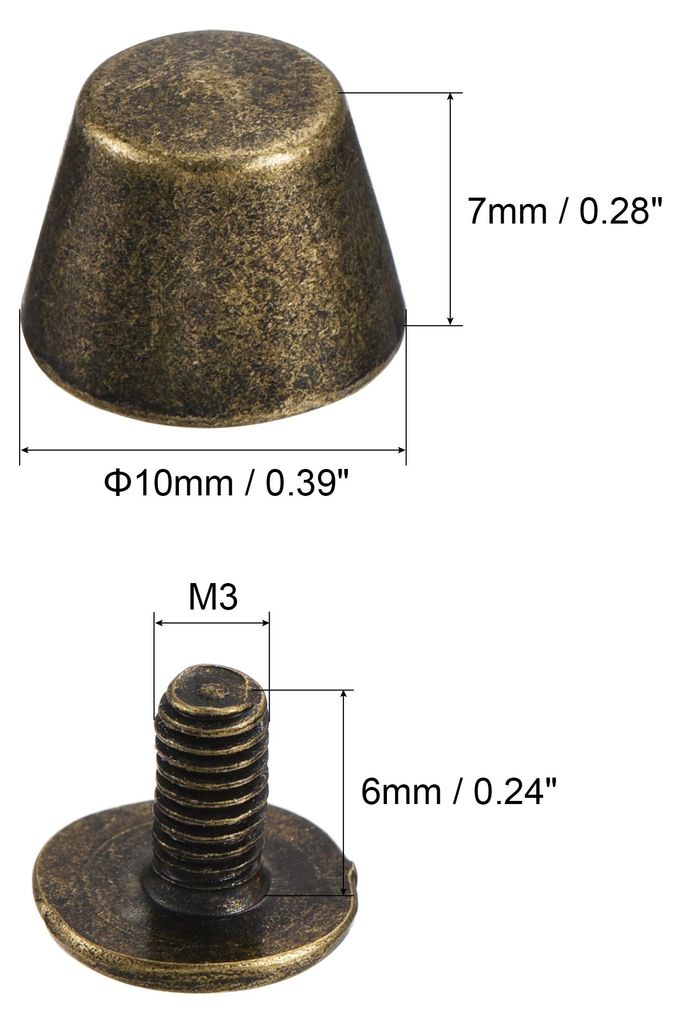 Leder Nieten Set 8 Pcs, 10x7mm Taschenfš¹?e Hohlnieten Messing Schraubnieten Pilznieten fš¹r Leder Tasche Handwerk Schuhe Kleidung Gš¹rtel Ge...