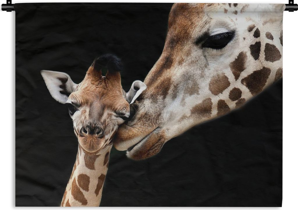 MuchoWow Wandteppich Wandbehang Giraffe - Tiere - Schwarz - Porträt - Tiere 120x90 cm Tapisserie Dekoration Wandtuch - Wohnen - Aufhänger für ...
