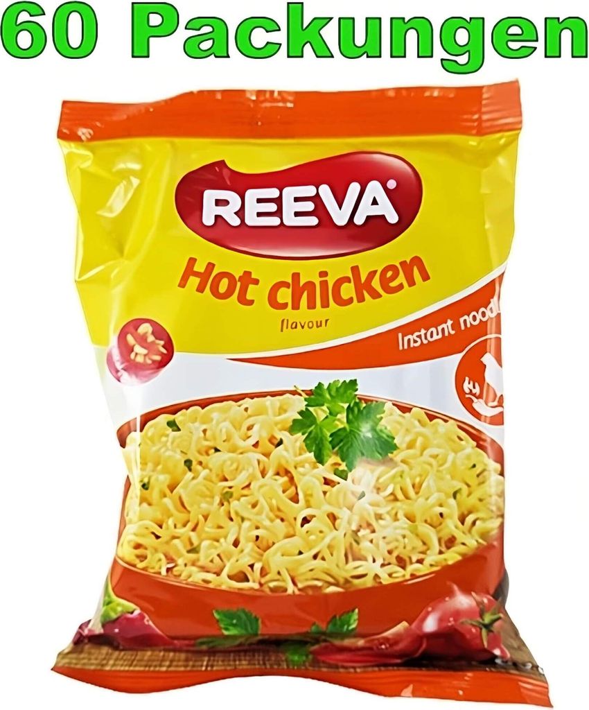 Reeva Instant Noodles Huhn scharf 60er Pack (60 x 60g) Produktbild 