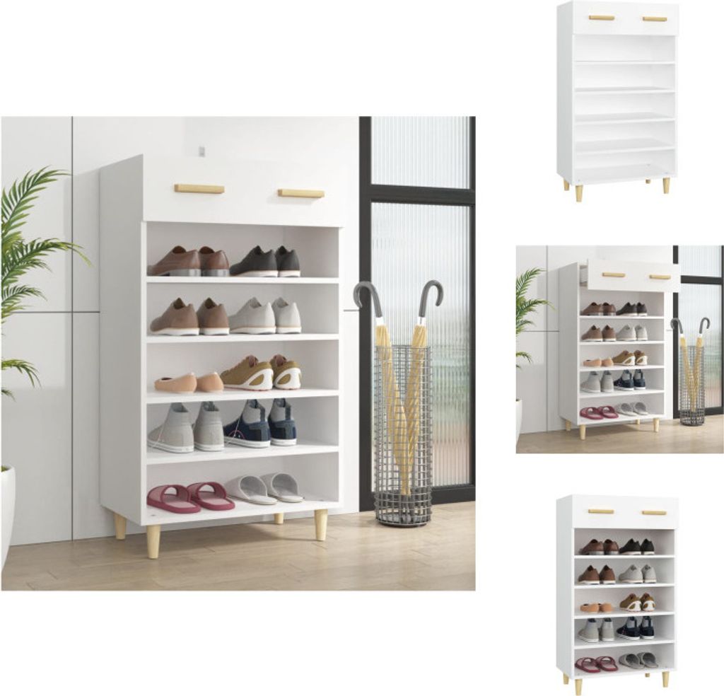 vidaXL Schuhschrank Weiß 60x35x105 cm Holzwerkstoff - Schuhregale & -schränke