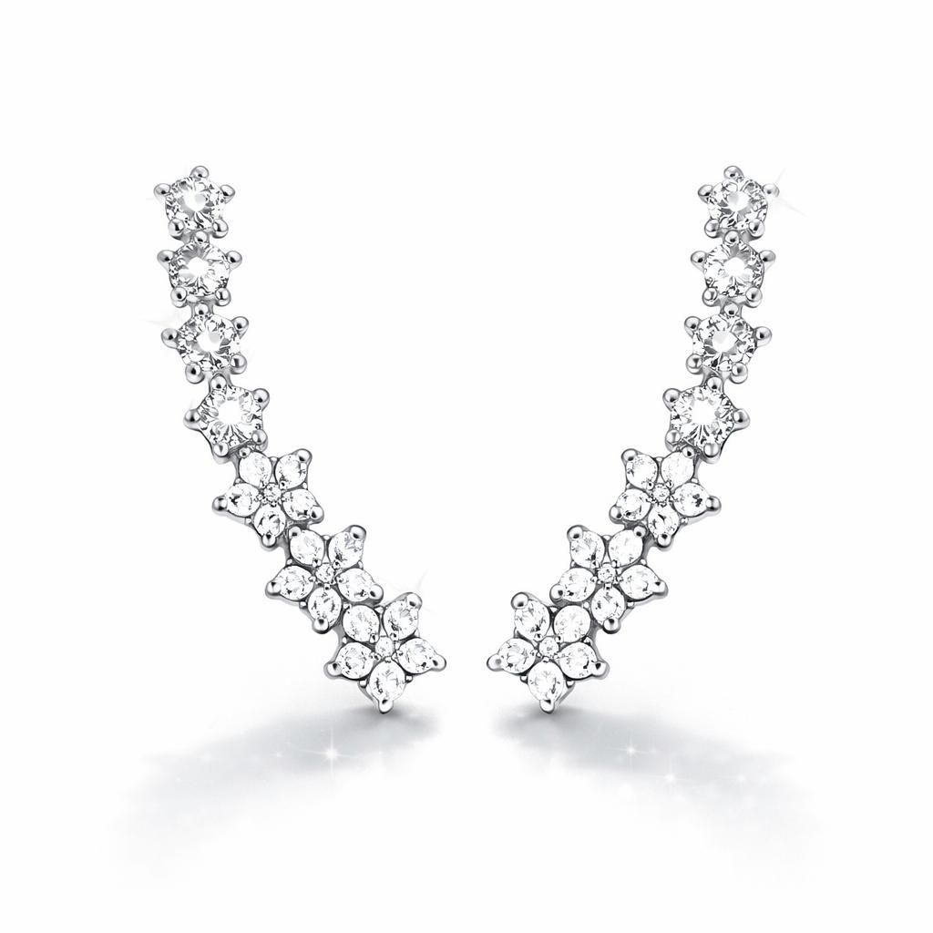 Ohrkletterer Stern Zirkonia Silber Damen Ohrstecker Ear Climber, J0778