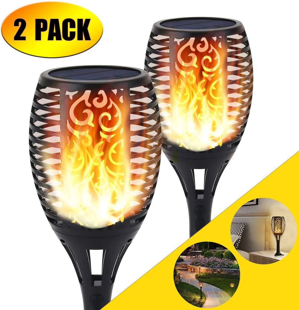 4 Stück Outdoor Solar Torch Dance Flackerndes Flammenlicht Wasserdichte Lampe