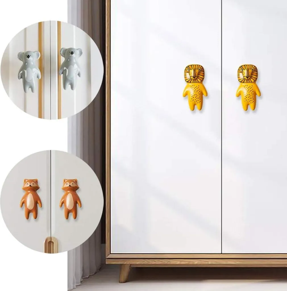 Lot de 5 Boutons de Meuble Animaux en Céramique pour Chambre d'Enfant