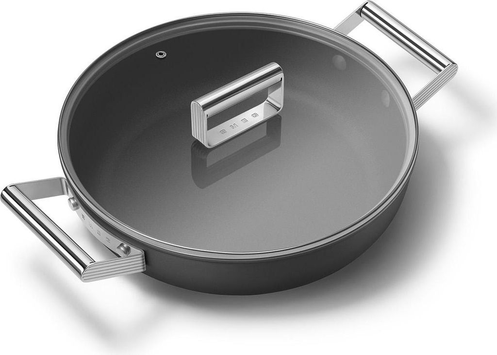 Smeg DPF2812BLM Pfanne, 28 cm, Keramik, Edelstahlgriffe, Mattschwarz