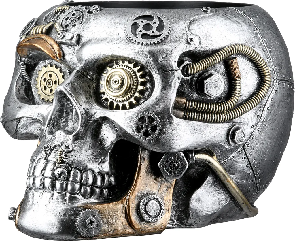 Vase Crâne Steampunk pour Déco Bureau et Salon Style Gothique Industriel