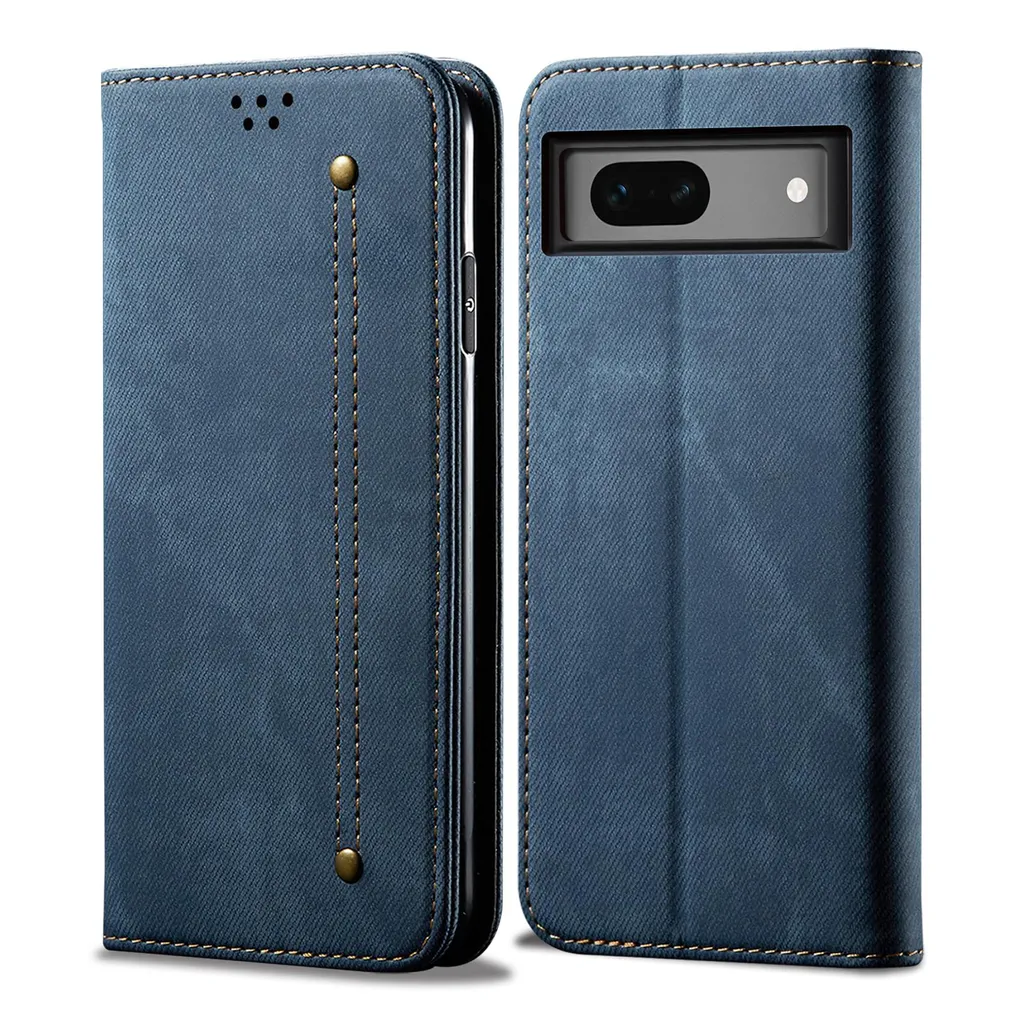 Custodia per Google Pixel 8A, Custodia a portafoglio in pelle con chiusura magnetica e supporto blu