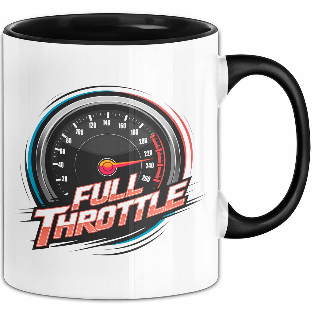 Auto Fan Tasse Geschenkidee Vollgas Schrauber Spruch Geschenkidee Lustig (Schwarz)