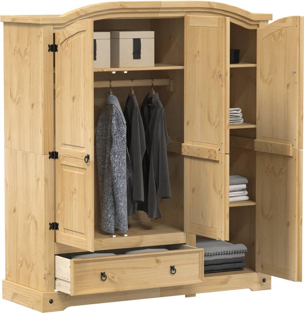 vidaXL Šatníková skriňa  151,5x52x170 cm z masívneho Obrázok produktu 