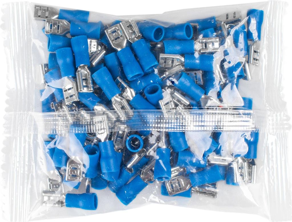 Vayox Set 100 Stk. Flachsteckhülse isoliert weiblich 1.5-2.5mm2 4.8mm Blau