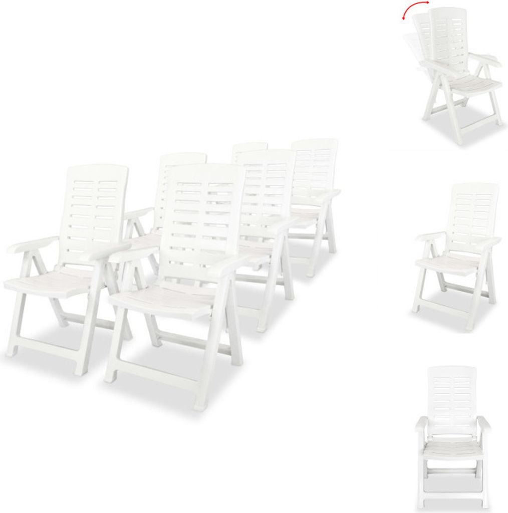 vidaXL Garten-Liegestühle 6 Stk. Kunststoff Weiß - Gartenstühle