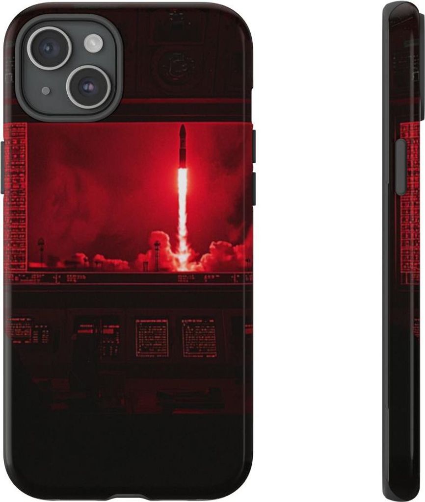 Raketenstart-Kontrollraum im roten Licht – Hülle Kompatibel mit iPhone 15 Plus