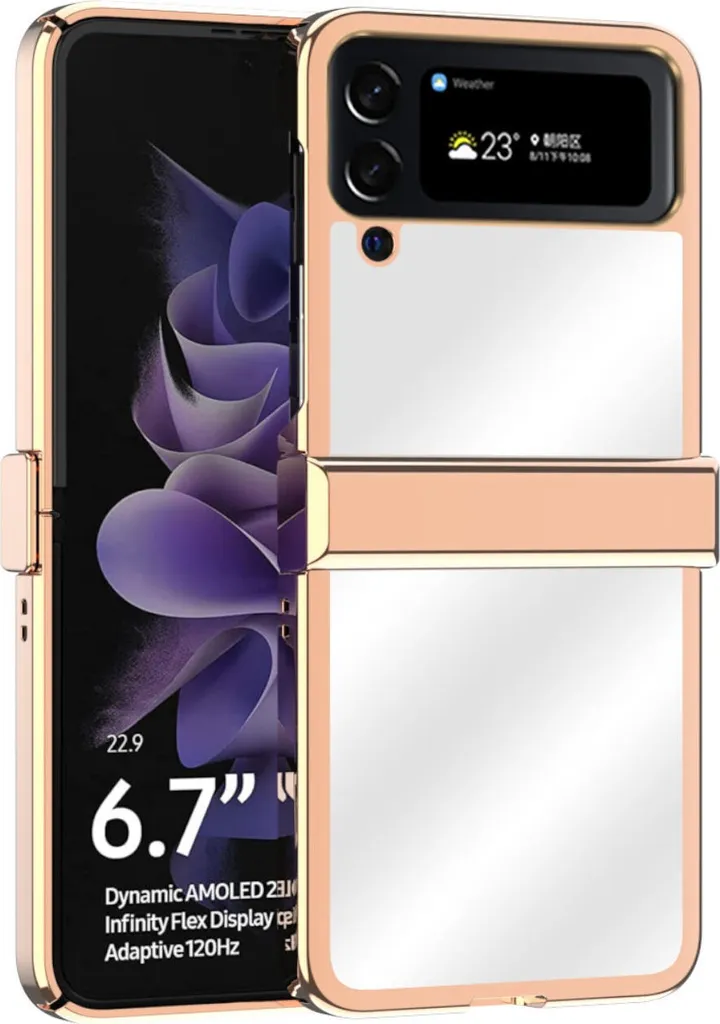 Per Samsung Galaxy Z Flip4 5G placcatura custodia del telefono cellulare caso Rose Gold
