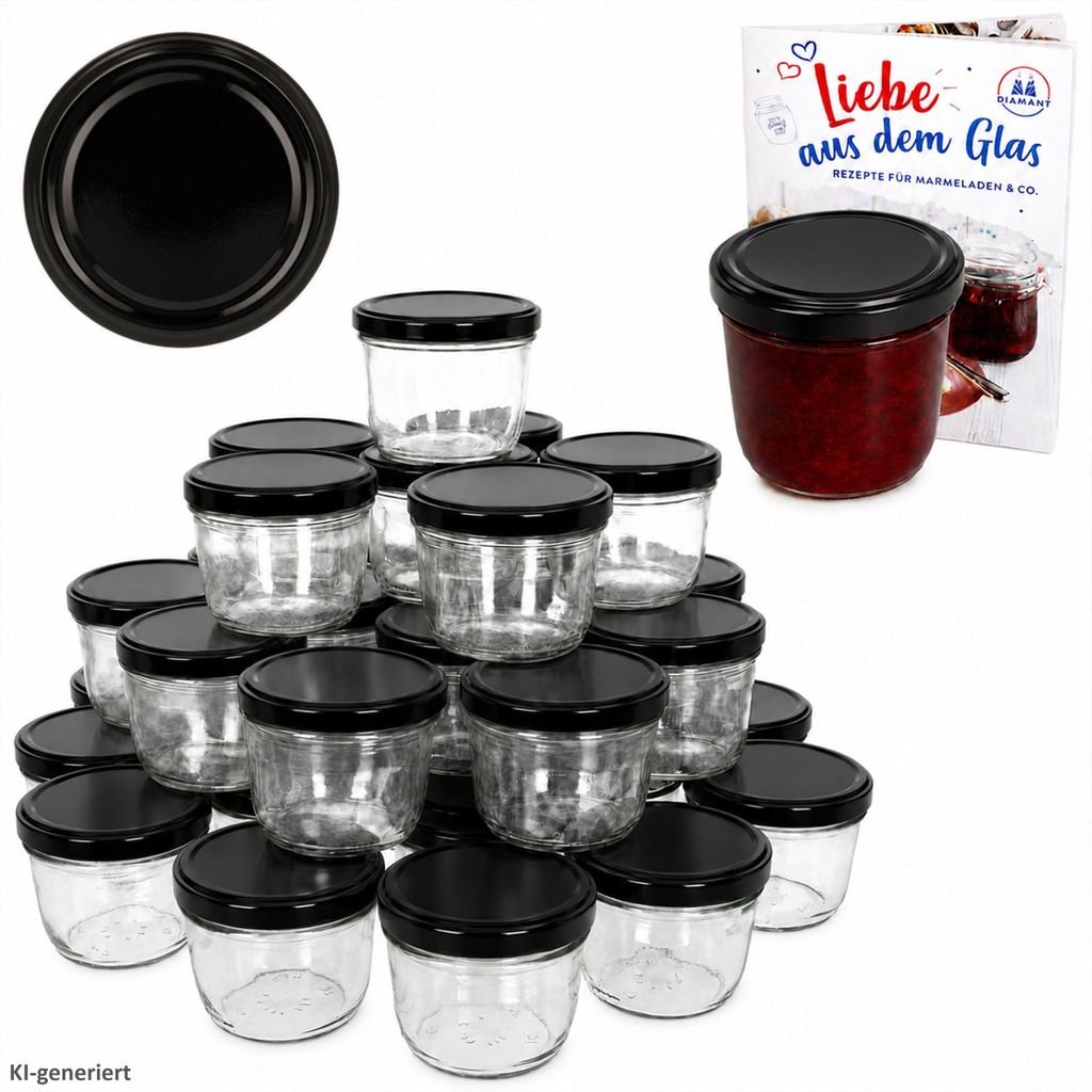 100er Set Sturzglas 230 ml To 82 schwarzer Deckel incl. Produktbild 