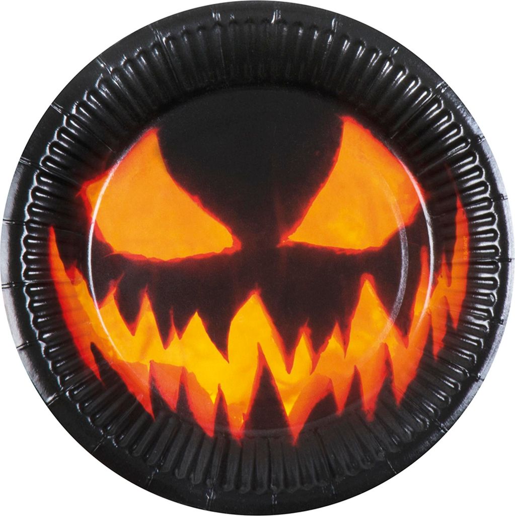10 Kürbis-Pappteller Halloween-Dekoration schwarz-orange 23cm - Einheitsgröße