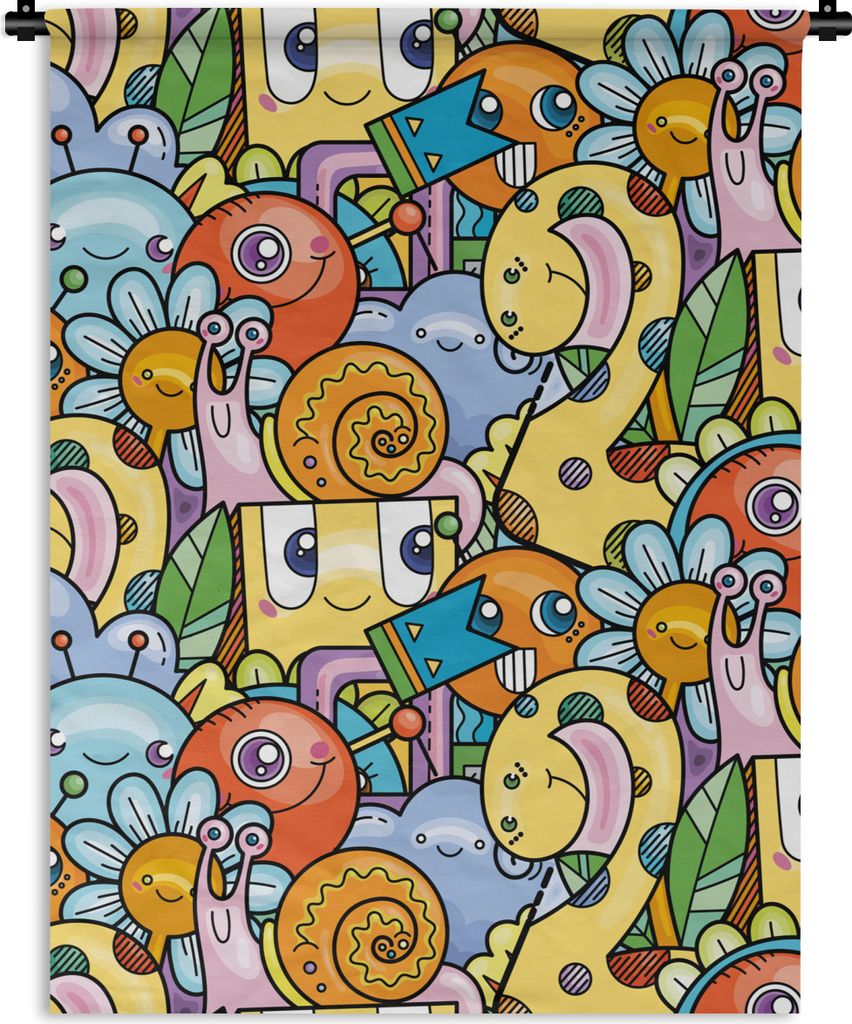 MuchoWow Wandteppich Wandbehang Design - Tiere - Blumen - Lustig - Junge - Mädchen 150x200 cm Tapisserie Dekoration Wandtuch - Wandaufhängung -...