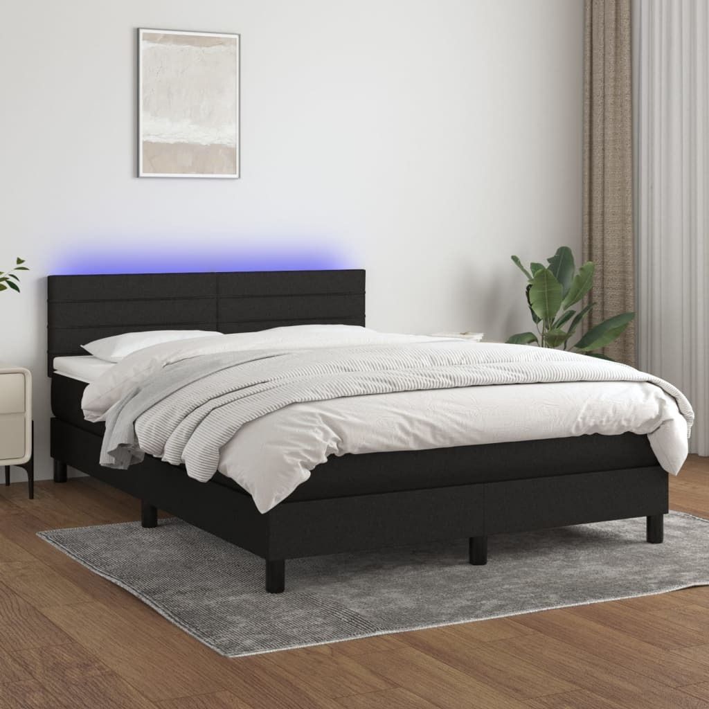 Maison Exclusive - Boxspringbett mit Matratze & LED Schwarz 140x200 cm Stoff