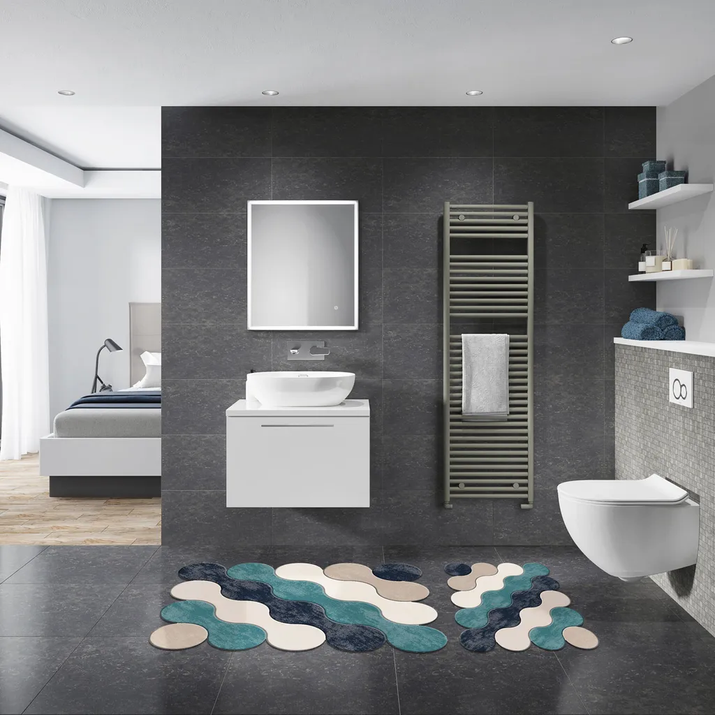 Tappetino Bagno Mijolnir Nixie Blu 1300g | Design e Comfort 100% Poliestere