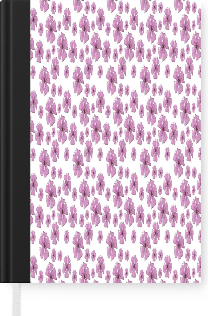 MuchoWow Notizbuch Tagebuch Haushaltsbuch Notebook A5 Blumen - Lila - Collage - Notizblock - Notizheft - Notebook - Schreibblock - Papier
