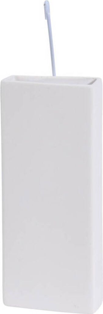 A white ceramic humidifier with a pen sticking out of it.