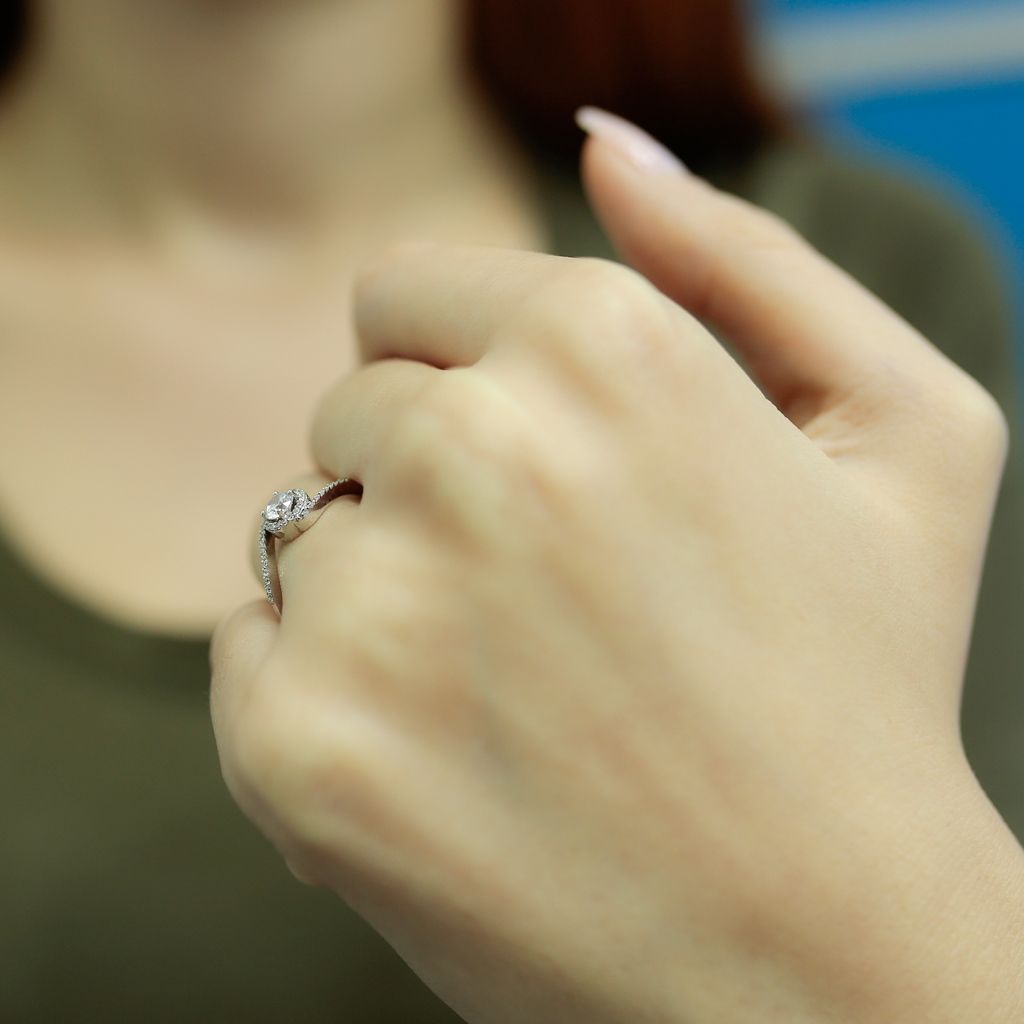 0,35 Carat Diamant Solitär Ring Meisterwerk 14 Karat Weißgold - 54 (17,20 mm)