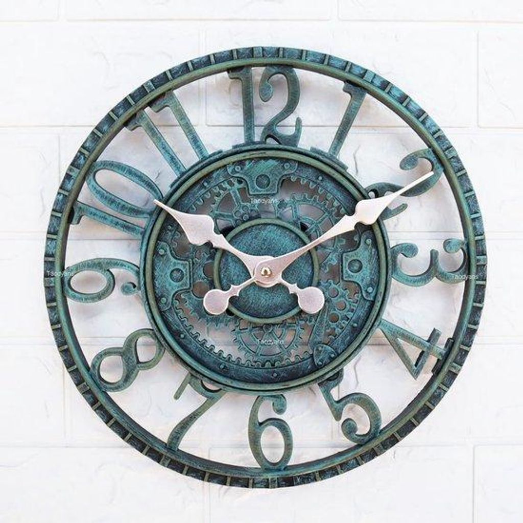 Horloge murale 30 cm turquoise/vert, style vintage, étanche Image du produit 