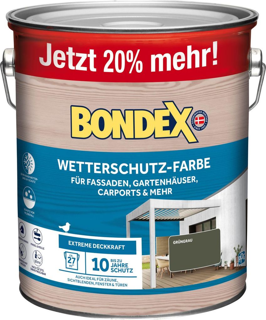 Bondex Wetterschutz-Farbe 3 L grün-grau Produktbild 