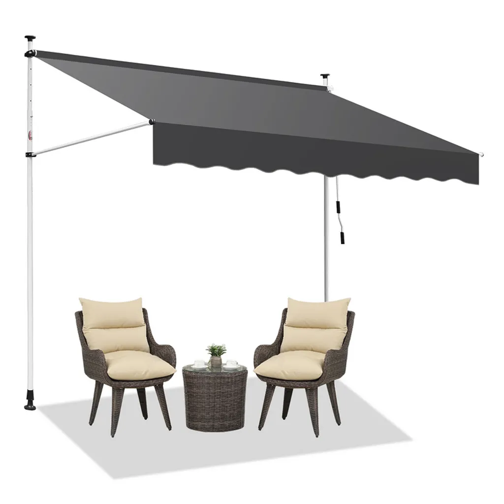 SWANEW Tenda da sole per balcone Tenda resistente ai raggi UV e all'acqua, retrattile 4M, grigio puro