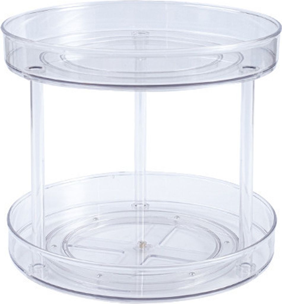 Rotierender Organizer, transparent, doppelschichtig, um 360 ¡ã drehbar, Kuechengewuerzregal, Make-up-Halter, Lazy Susan Drehteller