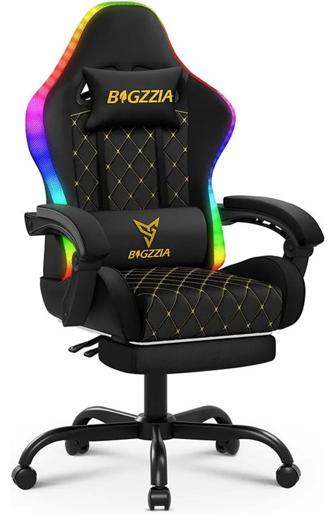 Siège gaming RGB Fauteuil de bureau ergonomique avec repose-pieds noir