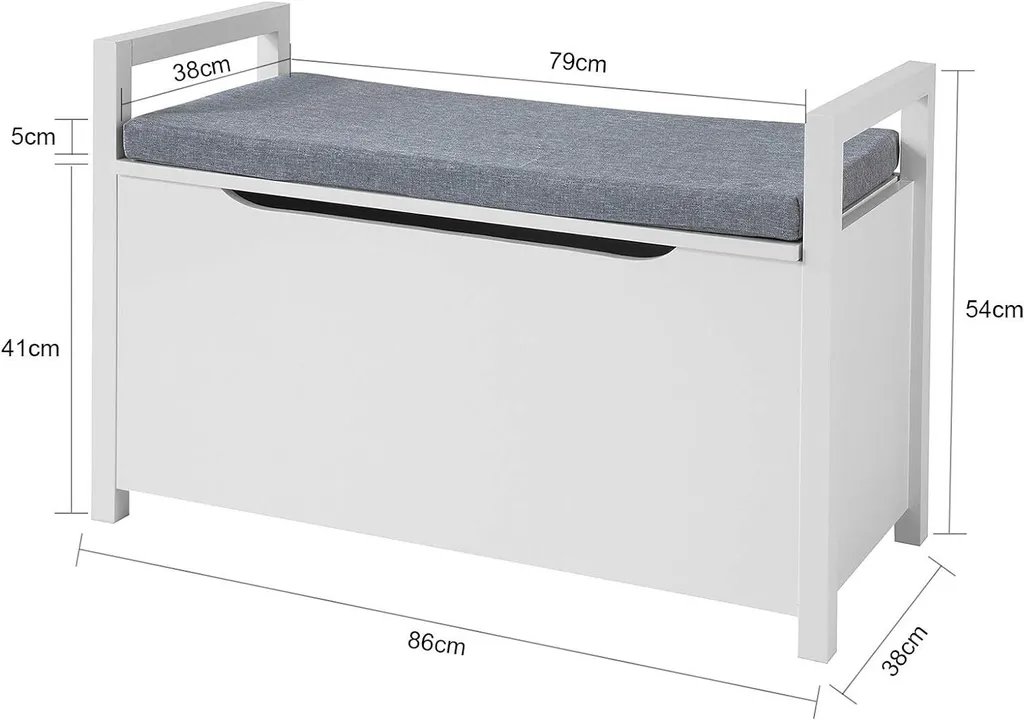 Banc à Chaussures avec Coussin d'Assise Meuble de Rangement Blanc