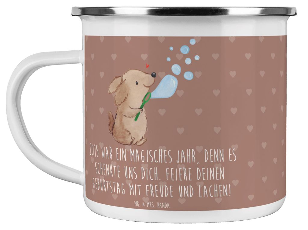 Mr. & Mrs. Panda Emaille Tasse 2015 Geburtstag - Braun Pastell - Geschenk, Happy Birthday, feiern, Reisebecher, Alter, Becher, besonderer Jahrgang,...