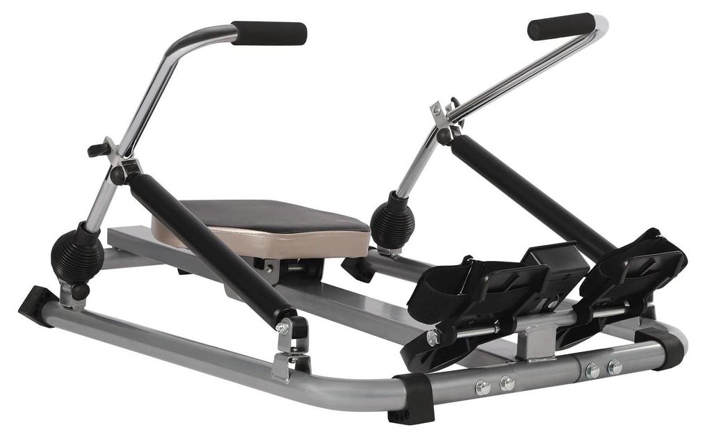 Rudergerät - Hydraulisch für Zuhause - LCD-Display - Fester Widerstand - Ohne Bluetooth - Krafttraining - Silber