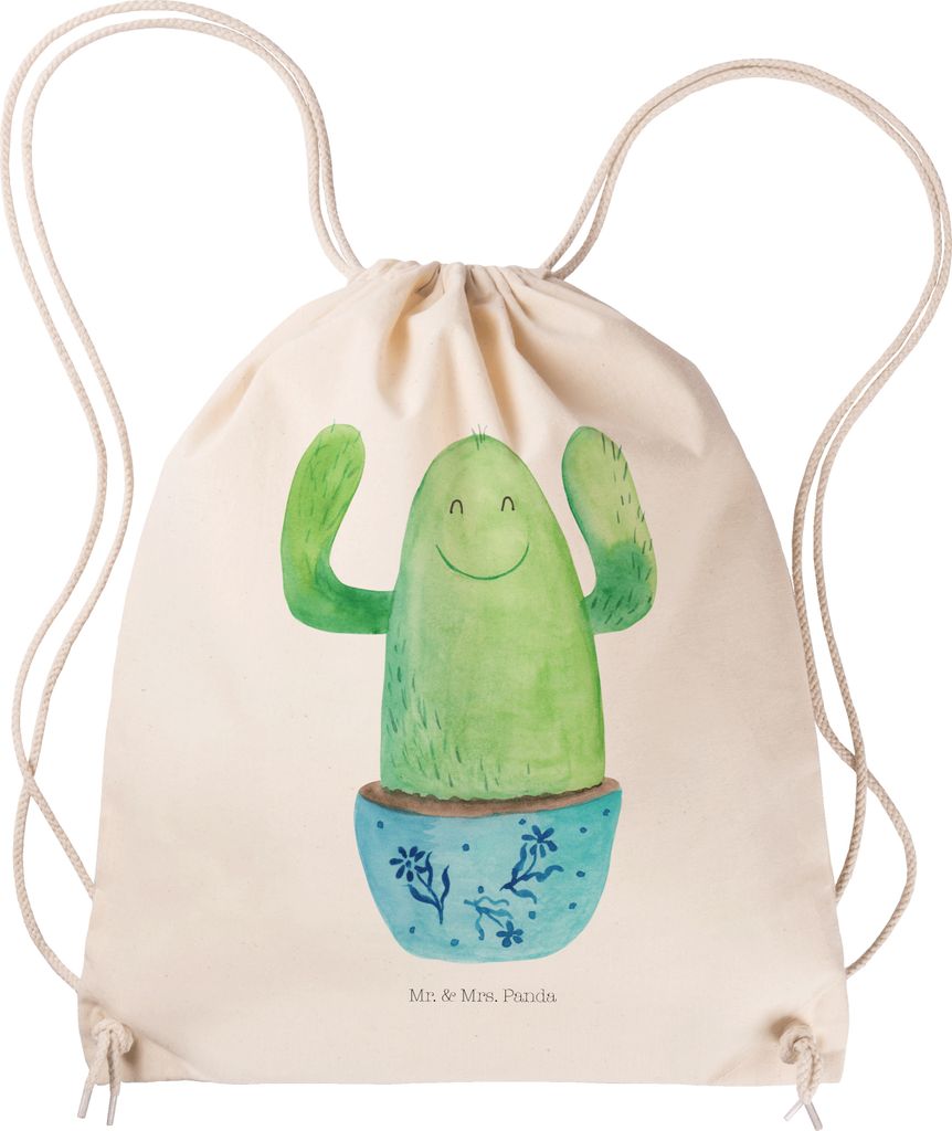 Mr. & Mrs. Panda Beutel Rucksack Kaktus Happy - Transparent - Geschenk, gym tasche, Familie, gymnastiktasche, Spruch, Mutter, wander, Kleiner, Bür...