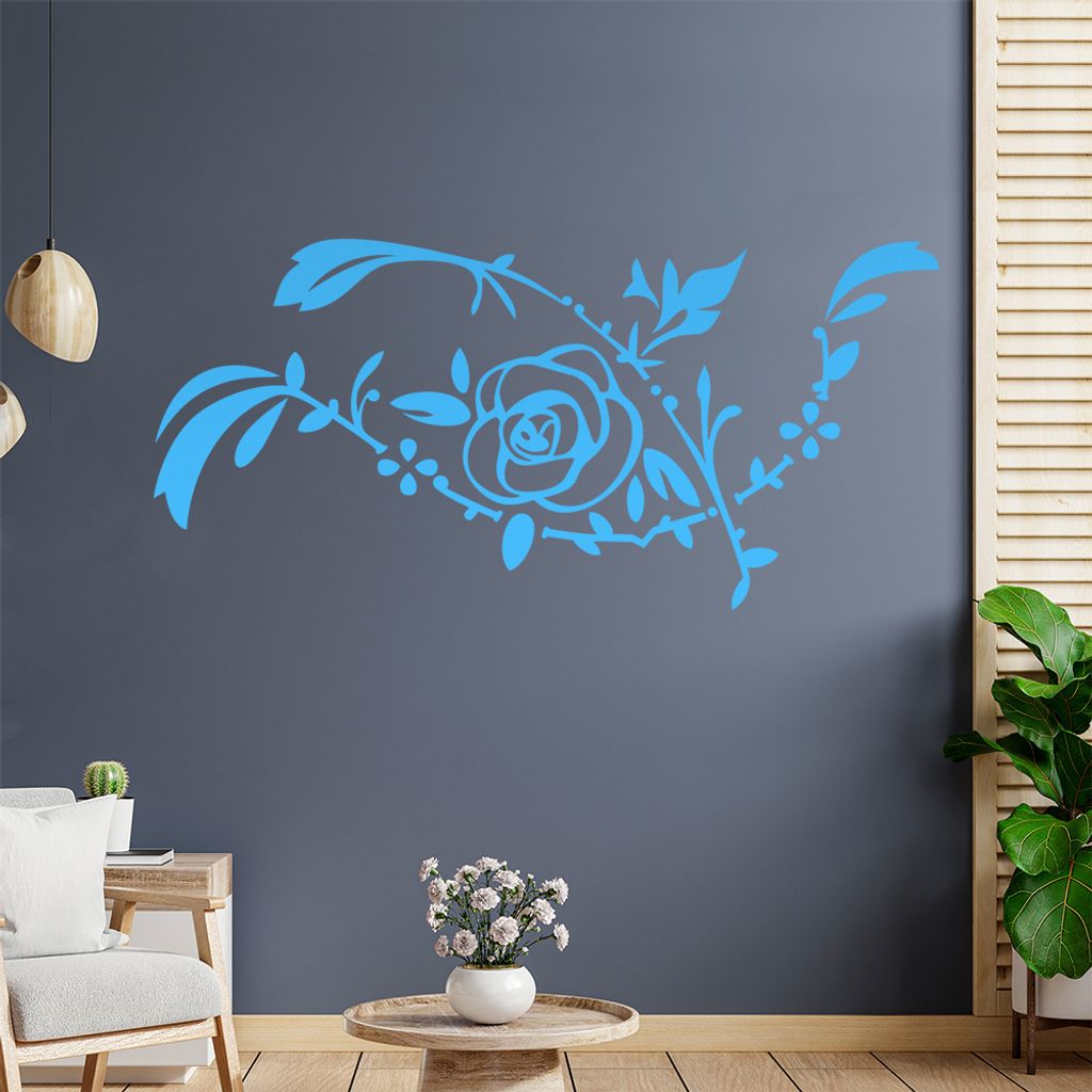 Rose - Ranken Wandtattoo in 6 Größen - Wandaufkleber Wall Sticker - Dekoration, Küche, Wohnzimmer, Schlafzimmer, Badezimmer