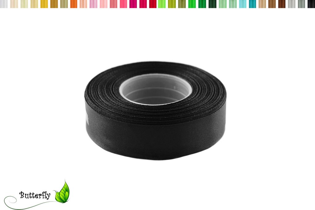 Satinband 25mm x 32m Rolle, Farbe:141 schwarz Produktbild 