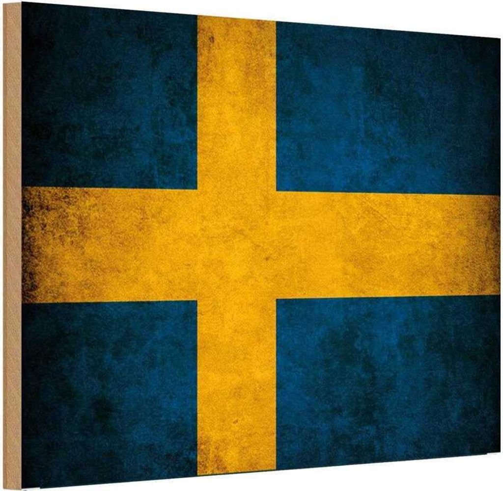 vianmo Holzschild 20x30 cm Schweden Fahne Flagge Wappen