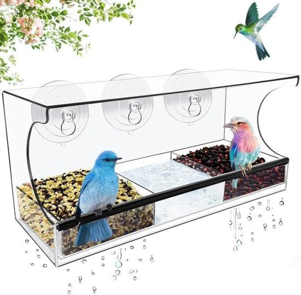 Maisonnette à Oiseaux Suspendue pour Extérieur avec Mangeoire Amovible