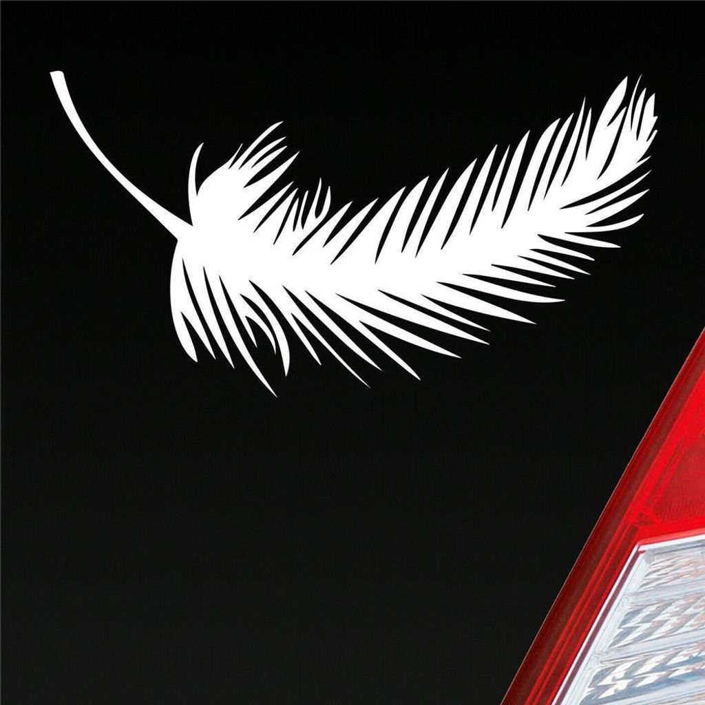 Auto Aufkleber Feder Federn Tuning Deko Vintage 10x5,5 cm Weiss Matt Sticker Heckscheibenaufkleber