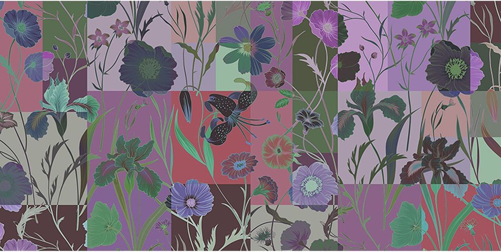 Tadessi Fototapete | Blumen | 5.00 m x 2.50 m | Lila | Grün | Wandbild | Digitaldruck