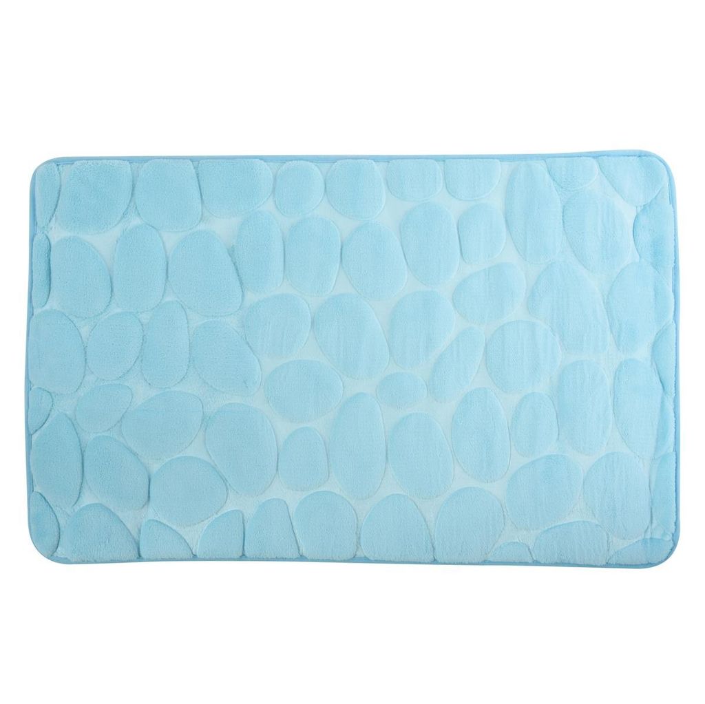 MSV Badteppich Badvorleger Duschvorleger Kieselstein Badematte waschbar, schnelltrocknend, rutschfest 40x60 cm – Hellblau